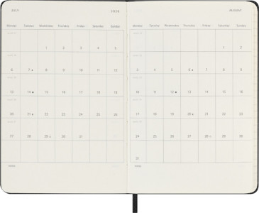 MOLESKINE Agenda de poche 2026 P/A6, couverture rigide, noir