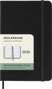MOLESKINE Agenda de poche 2026 P/A6, couverture rigide, noir