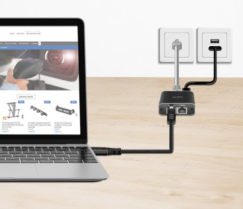 LogiLink USB 3.0 Ethernet-Kabel, USB-A - RJ45 Stecker, 1,5 m