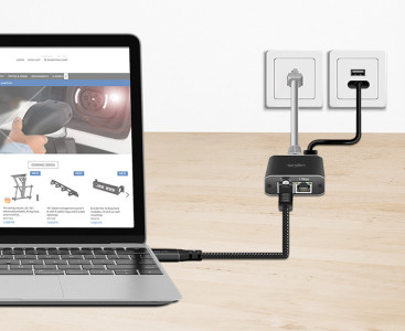 LogiLink USB 3.2 Ethernet-Kabel, USB-C - RJ45 Stecker, 1,0 m