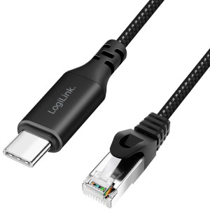 LogiLink USB 3.2 Ethernet-Kabel, USB-C - RJ45 Stecker, 10 m