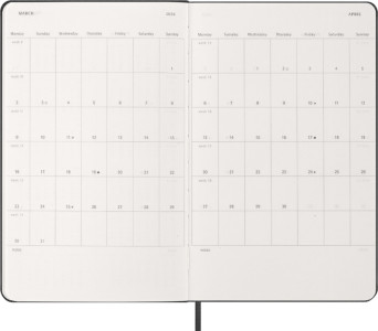 MOLESKINE Agenda 2026, journalier, L/A5, rigide, noir