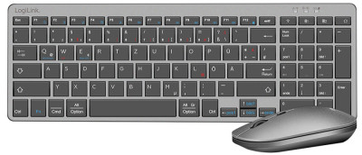 Kit de bureau LogiLink bimode, sans fil, gris/anthracite