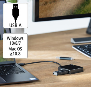 hama USB 2.0 Hub, 4 Port, schwarz