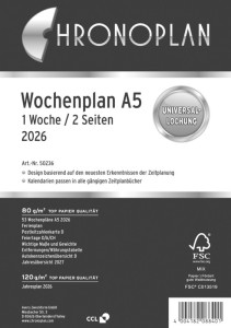 CHRONOPLAN Wochenplan 2026, 1 Woche/2 Seiten, A5, Spalten