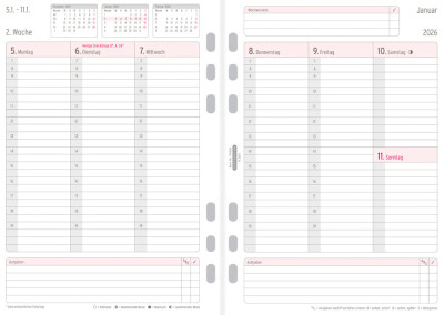 CHRONOPLAN Wochenplan 2026, 1 Woche/2 Seiten, A5, Spalten