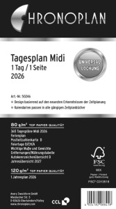 CHRONOPLAN Tagesplan 2026, 1 Tag/1 Seite, Midi, 96 x 172 mm