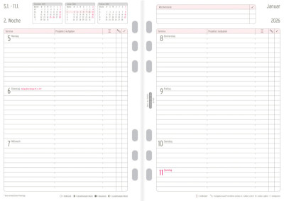 CHRONOPLAN Wochenplan 2026, 1 Woche/2 Seiten, A5, Zeile
