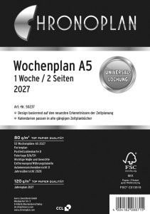 CHRONOPLAN Wochenplan 2026, 1 Woche/2 Seiten, A5, Zeile