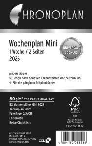 CHRONOPLAN Wochenplan 2026, 1 Woche/2 Seiten, Mini, Zeile
