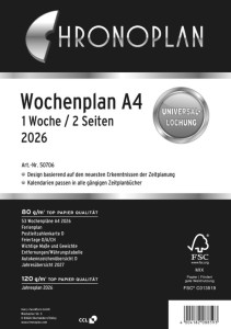 CHRONOPLAN Wochenplan 2026, 1 Woche/2 Seiten, DIN A4