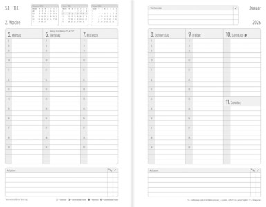 Calendrier CHRONOPLAN « Noir et blanc », 2026 Allemand, A5, noir
