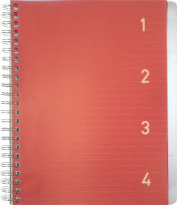 kangaro Spiralbuch 4in1, DIN A5, 100 Blatt, liniert, rot