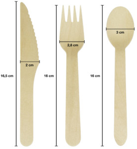 kangaro Einweg-Besteck-Set, aus Holz, 200-teilig