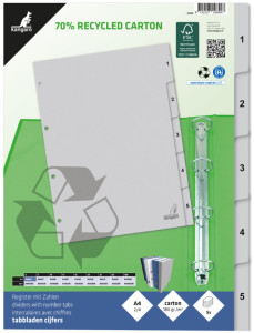 kangaro Karton-Register ECO, Zahlen 1-12, DIN A4, 12-teilig