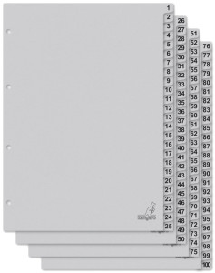 kangaro Karton-Register ECO, Zahlen 1-100, DIN A4