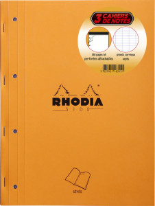 RHODIA Bloc de cours, format A4, quadrillé, orange, lot de 3
