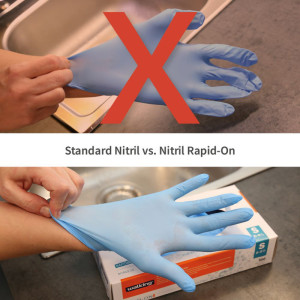 HYGOSTAR Gant en nitrile Rapid-On, S, non poudré, bleu
