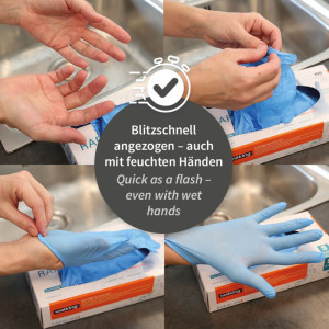 HYGOSTAR Gant en nitrile Rapid-On, XL, non poudré, bleu