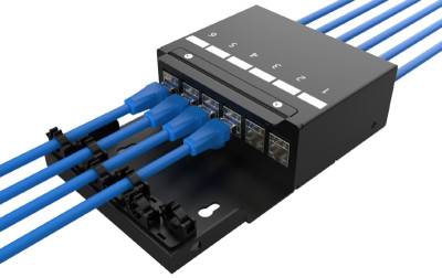 DIGITUS Boîtier de point de consolidation, 6 ports, noir