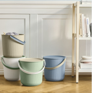 NHG Couvercle pour seau de rangement AKITA rond, beige clair