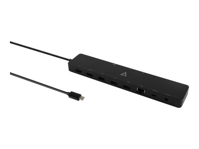 V7 : USB-C DUAL HDMI DOCKING 100W PD GB RJ45 SD MICROSD 3X USB USB-C