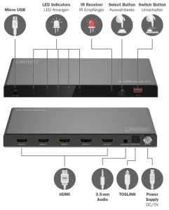 DIGITUS Commutateur HDMI 8K, 4x1, noir