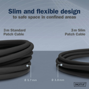 DIGITUS Câble de brassage Slim, cat. 6A, F/FTP, 0,5 m, noir