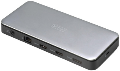 DIGITUS Station d'accueil USB-C, 11 ports, gris/noir