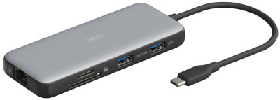 DIGITUS Station d'accueil USB-C, 8 ports, gris/noir