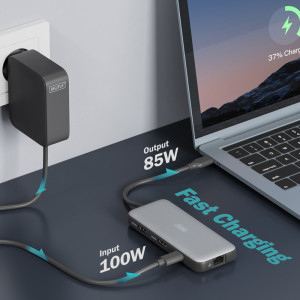 DIGITUS Station d'accueil USB-C, 8 ports, gris/noir