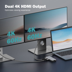 DIGITUS Station d'accueil USB-C, 8 ports, gris/noir