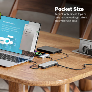 DIGITUS Station d'accueil USB-C, 8 ports, gris/noir