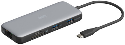 DIGITUS Station d'accueil USB-C, 7 ports, gris/noir