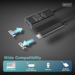 DIGITUS Câble de rallonge actif USB 3.2 Gen2, 5 m