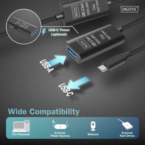 DIGITUS Câble de rallonge actif USB 3.2 Gen1, 10 m