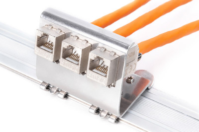 DIGITUS Adaptateur pour rail DIN pour modules Keystone, inox