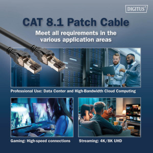 DIGITUS Câble de brassage, cat. 8.1, S/FTP, 3,0 m, noir