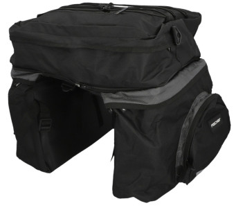 FISCHER Sacoche pour porte-bages de vélo, 3 sacs, noir