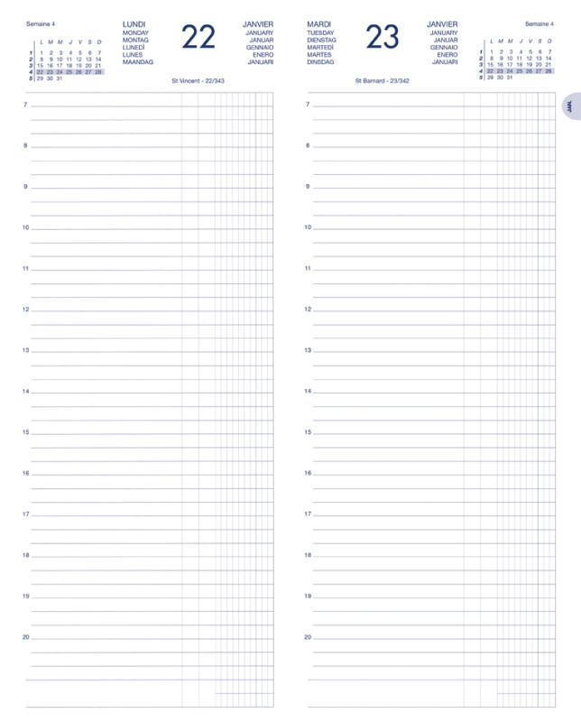 LECAS Agenda journalier Long Euros Cents, 2026, noir
