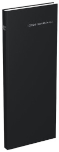 LECAS Agenda journalier Long Travers 2026, 140 x 350 mm,noir