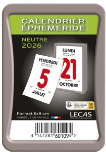 LECAS Bloc calendrier éphémeride, neutre, 60 x 90 mm, 2026