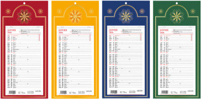 LECAS Calendrier mural long, 160 x 330 mm, fond Skytos, 2026