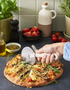 GastroMax Roulette à pizza BIO, longueur: 220 mm, inox/crème