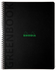 RHODIA Cahier à spirale GREENPAD, A4+, quadrillé, noir