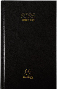 EXACOMPTA Agenda Carré Euro/Cents, 135 x 210 mm, 2026, noir