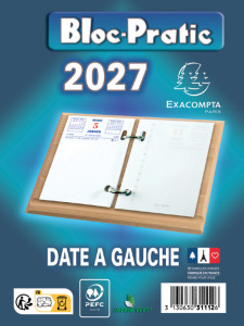 Exacompta Bloc de bureau Bloc-Pratic, 2026, date à droite