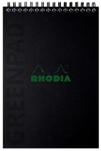RHODIA Bloc reliure intégrale GREENPAD, A5+, ligné, noir