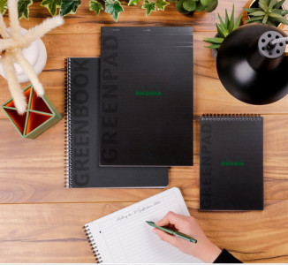 RHODIA Cahier à spirale GREENPAD, A5+, quadrillé, noir