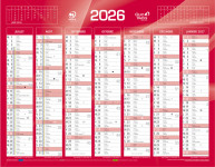 QUO VADIS Calendrier de banque rouge, 270 x 210 mm, 2026